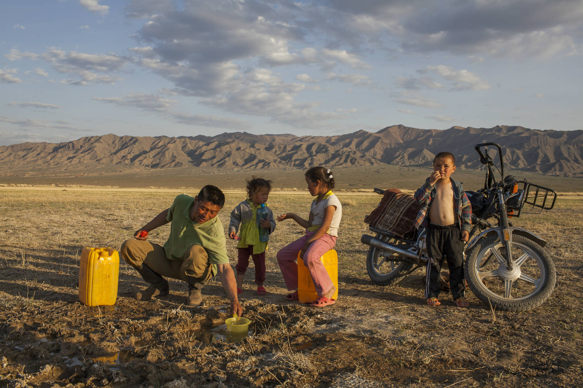 Nomads gathering water, Mongolia