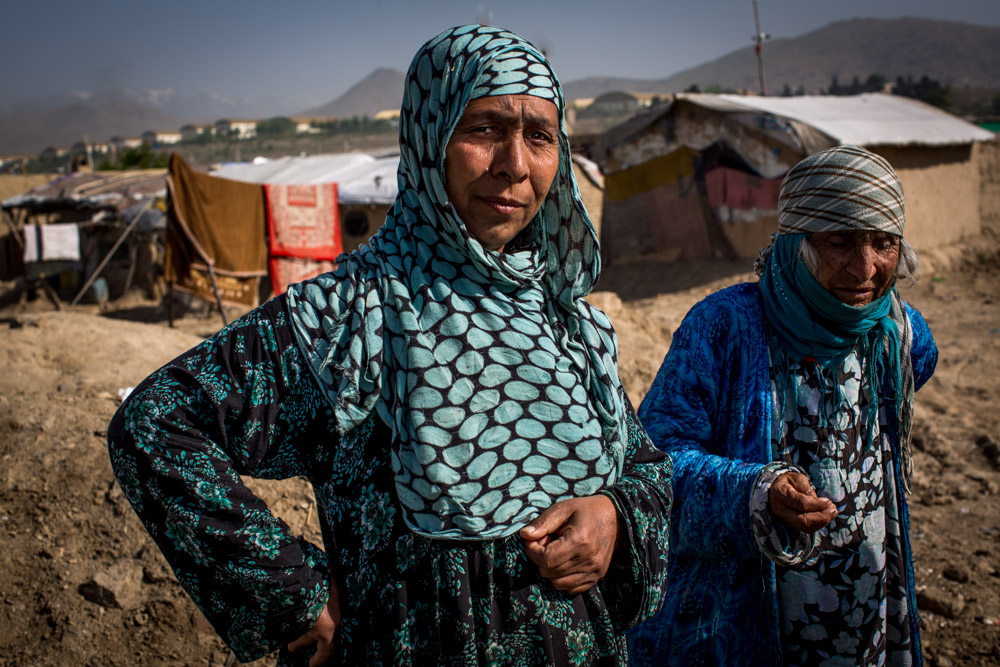 Widows in a camp for 'internally displaced persons in Kabul