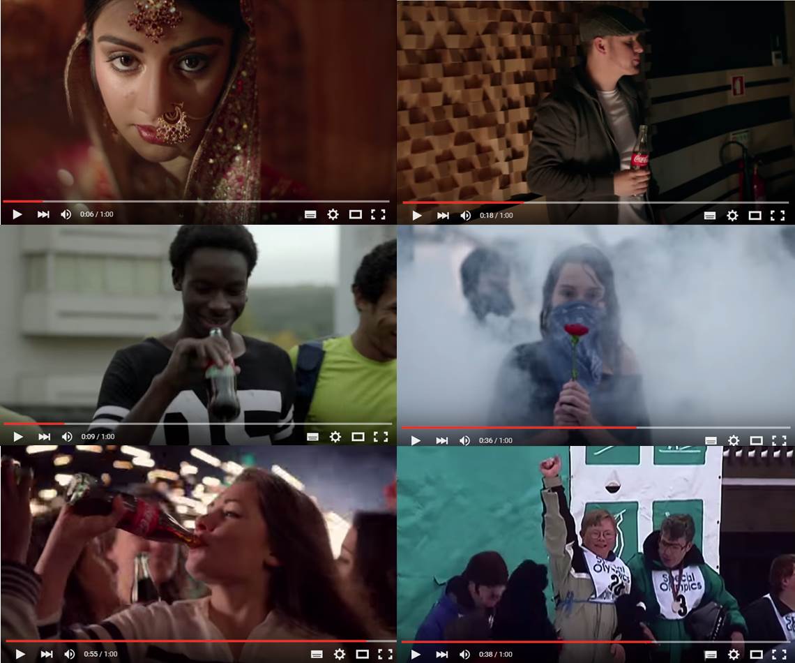 A series of still shots from Coca-Cola’s advert ‘Choose Happiness: What Are You Waiting For?’.